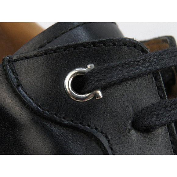 NIB FERRAGAMO GORIN BLACK LEATHER GANCINI LOGO PLATFORM DERBY OXFORDS 10 M main image 5